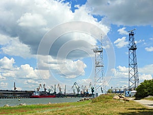 Klaipeda port and beautiful cloudy sky, Lithuania