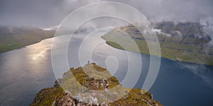 Klakkur viewpoint sunset in a very cloudy day