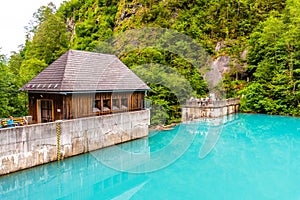 Turquoise blue water of Klamsee