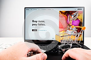 Klarna buy now pay later page on computer.