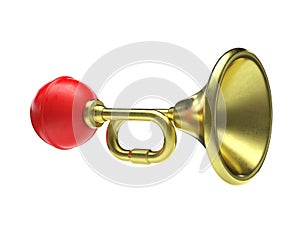 Klaxon, retro air horn, honk, siren isolated on white, 3d rendering