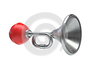 Klaxon, retro air horn, honk, siren isolated on white, 3d rendering