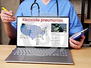 Klebsiella pneumoniae  sign on the page photo