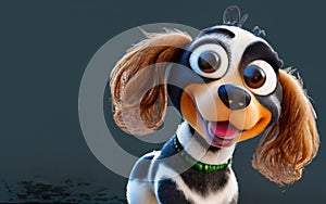 Kleiner wuscheliger Mädchen Hund Pudel Mix in schwarz weiß mit wenig Locken auf dem Kopf im Disney Pixar Design