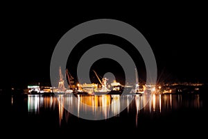 Kleven Yard by night with newbuilding vessels photo