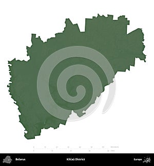 Klicau District, Belarus, isolated on white. Physical