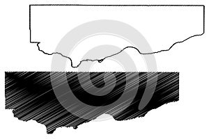 Klickitat County, State of Washington U.S. county, United States of America, USA, U.S., US map vector illustration, scribble