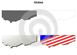 Klickitat County, Washington outline map set photo