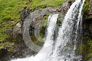 Klifbrekkufossar falls in summer season view, Iceland photo