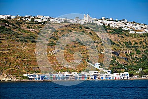 Klima and Plaka villages on Milos island, Greece