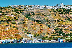 Klima and Plaka villages on Milos island, Greece