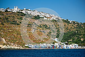 Klima and Plaka villages on Milos island, Greece