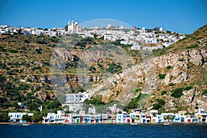 Klima and Plaka villages on Milos island, Greece photo
