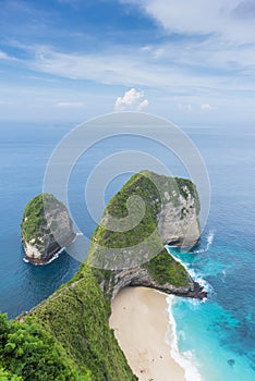 Klingung sand beach with sky blue ocean water of Aerial view. Klingung beach is apart of one day traval trip of the eastern in