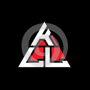 KLL triangle letter logo design with triangle shape. KLL triangle logo design monogram. KLL triangle vector logo template with red