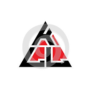 KLL triangle letter logo design with triangle shape. KLL triangle logo design monogram. KLL triangle vector logo template with red