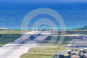 KLM Asia Boeing 747-400 airplane Sint Maarten Airport in the Caribbean