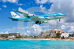 KLM Asia Royal Dutch Airlines Boeing 747-400 airplane Sint Maarten airport
