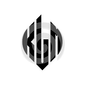 KLM circle letter logo design with circle and ellipse shape. KLM ellipse letters with typographic style. The three initials form a