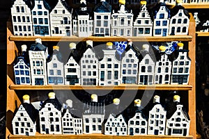 KLM houses - collection of Delft`s blue houses filled with gin as a souvenir from Holland