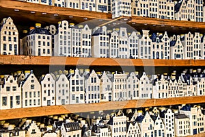 KLM houses - collection of Delft`s blue houses filled with gin as a souvenir from Holland