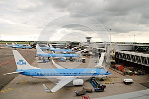 KLM planes at Schiphol
