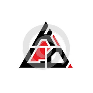 KLO triangle letter logo design with triangle shape. KLO triangle logo design monogram. KLO triangle vector logo template with red