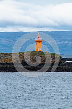 Klofningur Lighthouse, in the Breidafjordur Bay near Flatey Island, Iceland