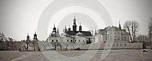 Klokoty, Tabor, Czech republic, centre of pilgrimage, black and white