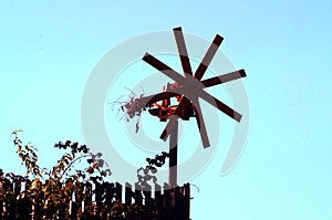 Klopotec bird scarer in austrian vineyard in autumn, southern st