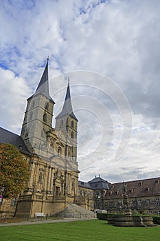 Kloster Michelsberg (Michaelsberg) in Bamburg, Germany with blue photo