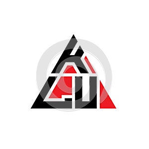 KLU triangle letter logo design with triangle shape. KLU triangle logo design monogram. KLU triangle vector logo template with red