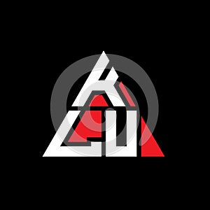 KLU triangle letter logo design with triangle shape. KLU triangle logo design monogram. KLU triangle vector logo template with red