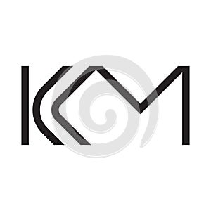 km initial letter vector logo icon