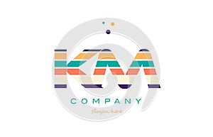km k m line stripes pastel color alphabet letter logo icon template vector photo
