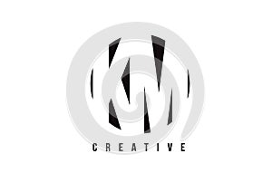 KM K M White Letter Logo Design with Circle Background. photo