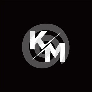 KM Logo Letter Monogram Slash with Modern logo designs template photo