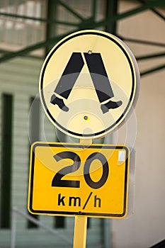 20 km speed limit sign pedestrian zone