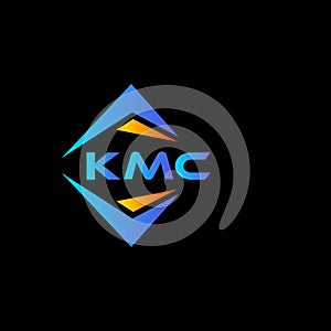 KMC abstract technology logo design on Black background. KMC creative initials letter logo concept