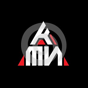KMN triangle letter logo design with triangle shape. KMN triangle logo design monogram. KMN triangle vector logo template with red