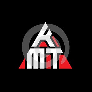 KMT triangle letter logo design with triangle shape. KMT triangle logo design monogram. KMT triangle vector logo template with red