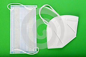 KN95 and surgical face mask for coronavirus covid 19 protection