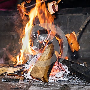 Knackwurst in the fire photo