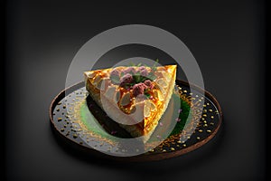 Knafeh on black background created with generative AI technology