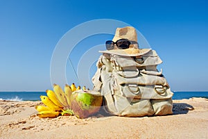 Knapsack on the beach