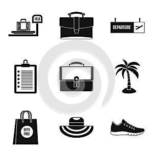 Knapsack icons set, simple style