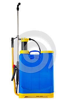 Knapsack sprayer. Backpack manual sprayer machine isolated