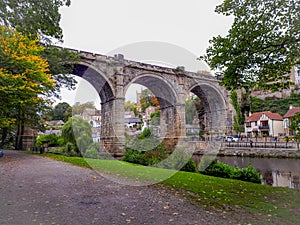 Knaresborough Bridge, Knaresborough, Yorkshire, England, UK. Autumn 2018