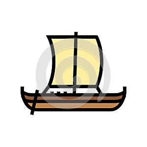 knarr ancient ship color icon vector illustration