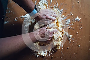 Kneading dough for Christmas cookies